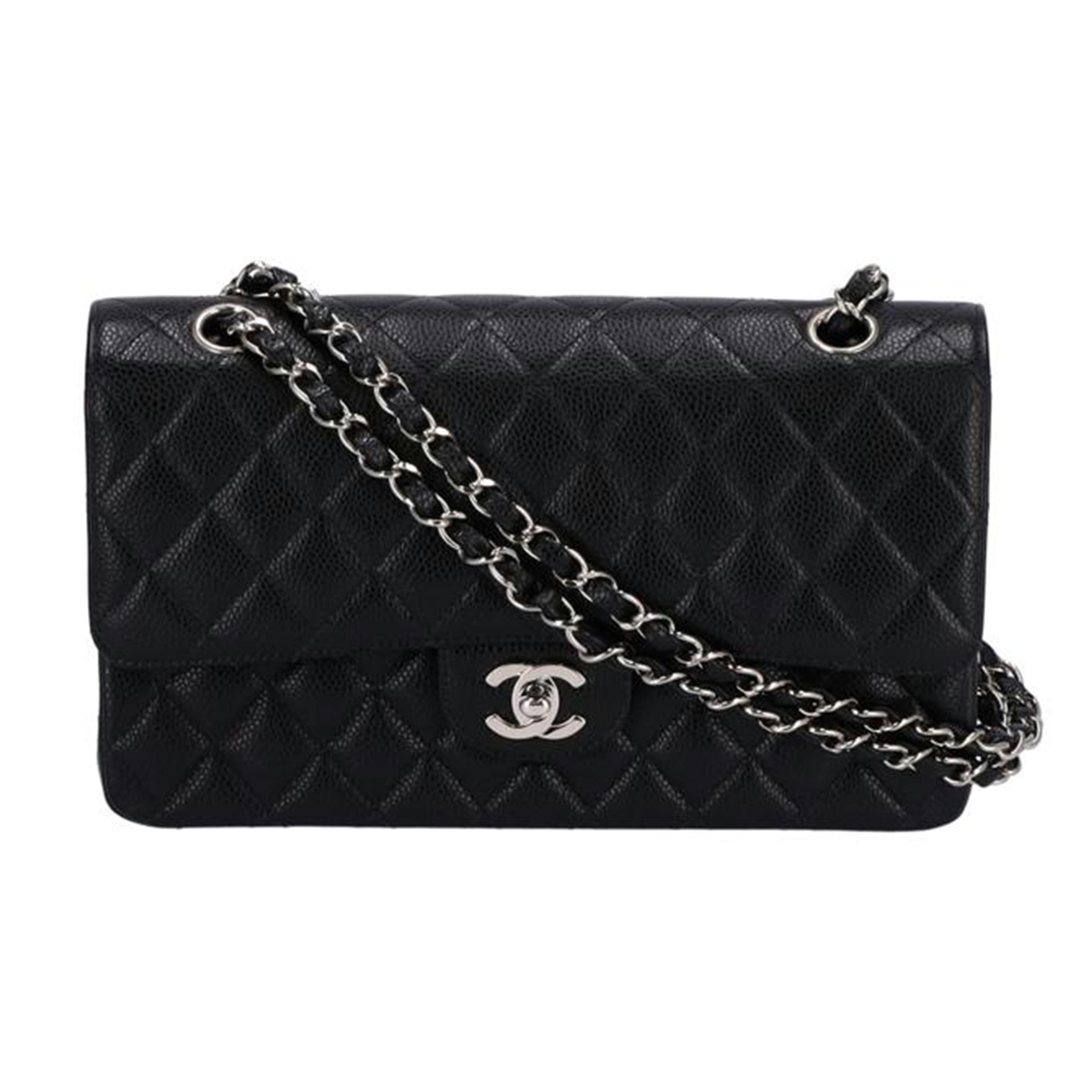 CHANEL シャネル ショルダーバッグ ハンドバッグ シルバー金具 ブラック レディース/キャビアスキンマトラッセWフラップチェーンショルダー/A01113//6692106/Aランク/75