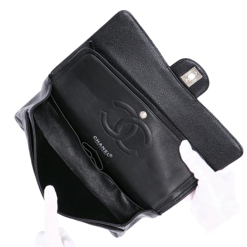 CHANEL シャネル ショルダーバッグ ハンドバッグ シルバー金具 ブラック レディース/キャビアスキンマトラッセWフラップチェーンショルダー/A01113//6692106/Aランク/75