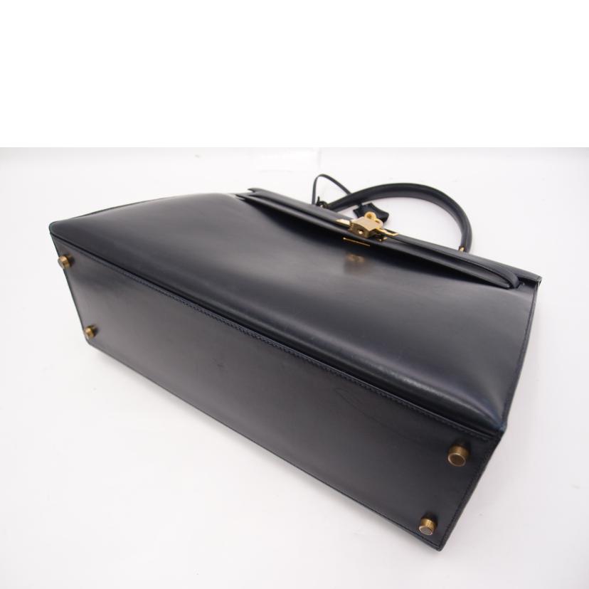 HERMES エルメス 1991年頃製造 外縫い 紺 肩掛け ゴールド金具 /ケリー35/ボックスカーフ/ネイビー//U刻印(1991)/ABランク/69
