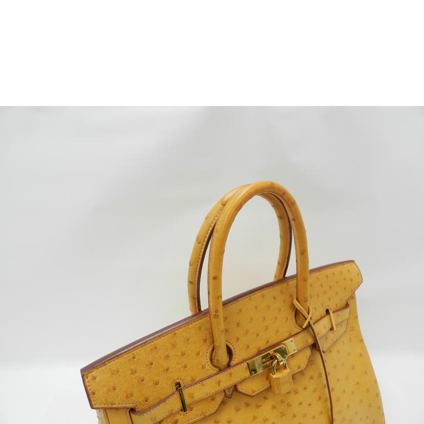 HERMES エルメス 1999年頃製造 ハンド トート 黄色/バーキン35/オーストリッチ/サフラン//C刻印 (1999)/ABランク/69