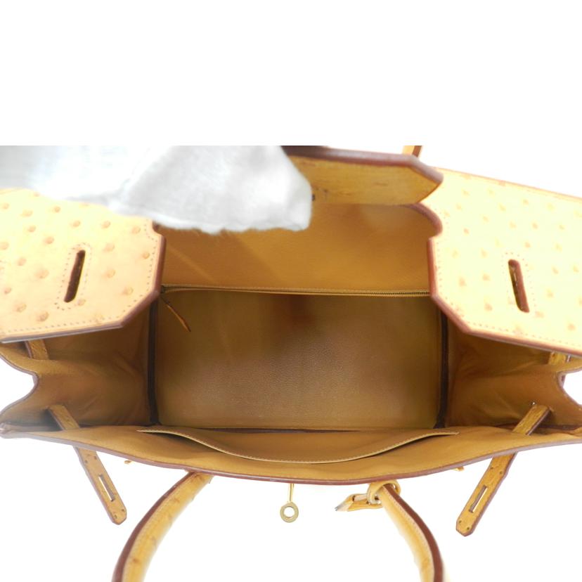 HERMES エルメス 1999年頃製造 ハンド トート 黄色/バーキン35/オーストリッチ/サフラン//C刻印 (1999)/ABランク/69