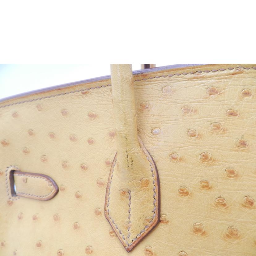 HERMES エルメス 1999年頃製造 ハンド トート 黄色/バーキン35/オーストリッチ/サフラン//C刻印 (1999)/ABランク/69