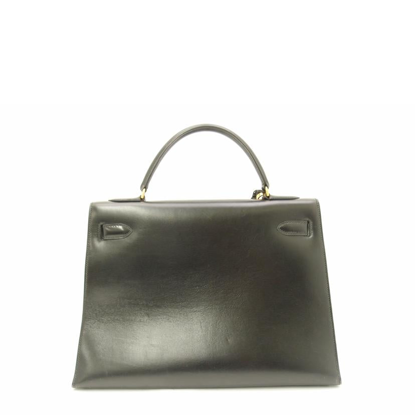 HERMES エルメス 1975年頃製造 外縫い 黒 ハンド 2WAY 肩掛け ゴールド金具 レディース/ケリー32/ボックスカーフ/ブラック//E刻印(1975)/ABランク/69