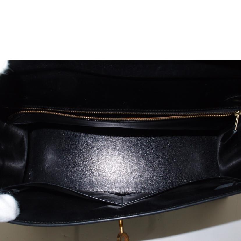 HERMES エルメス 1975年頃製造 外縫い 黒 ハンド 2WAY 肩掛け ゴールド金具 レディース/ケリー32/ボックスカーフ/ブラック//E刻印(1975)/ABランク/69