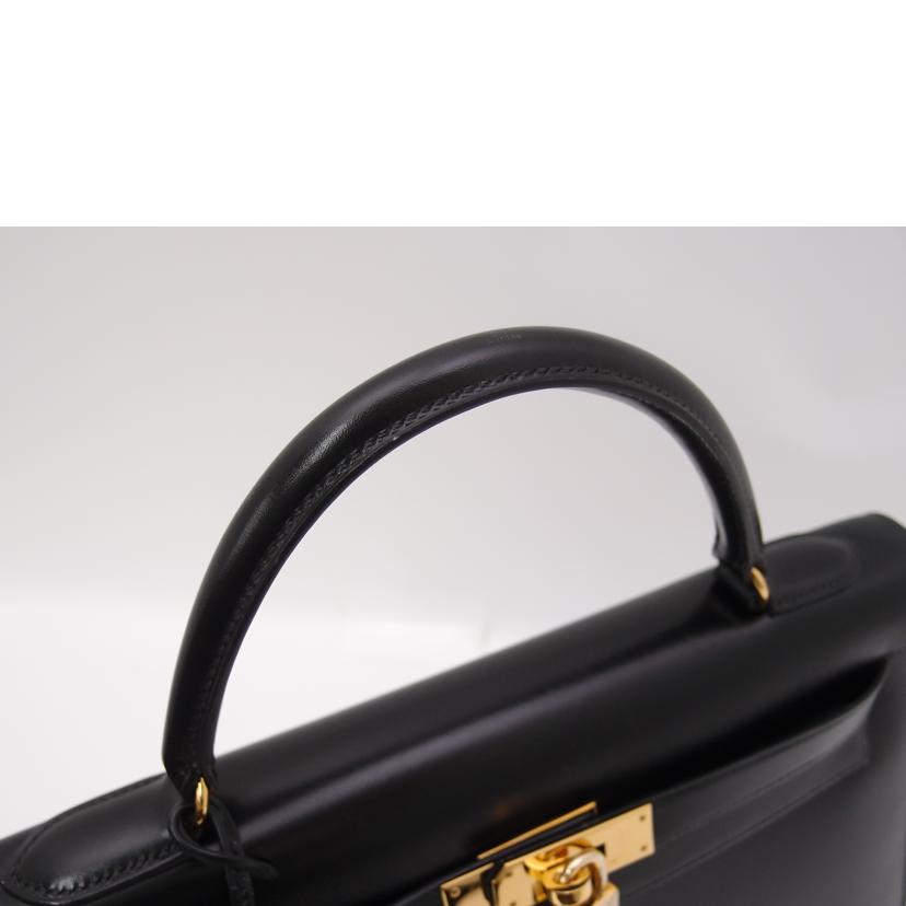 HERMES エルメス 黒 1991年頃製造 ハンド 2WAY 肩掛け ゴールド金具/ケリー32/ボックスカーフ/ブラック//U刻印(1991)/Aランク/69