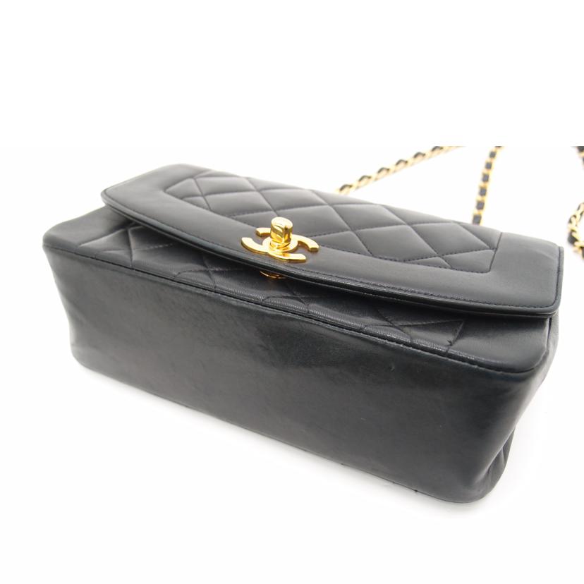 CHANEL シャネル 黒 レザー 斜め掛け 肩掛け ゴールド金具 レディース /マトラッセダイアナフラップチェーンショルダー/ブラック//4040140/ABランク/69