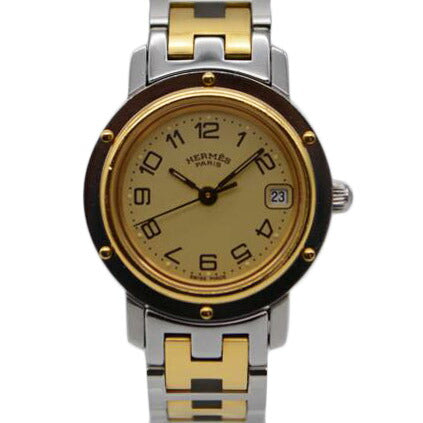 HERMES エルメス/クリッパークォーツコンビ/アイボリー文字盤/CL4.220//1185671/ABランク/89