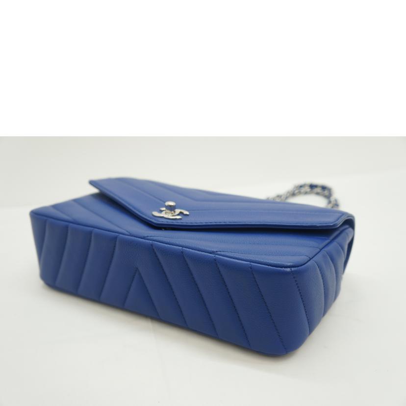 CHANEL シャネル/Vステッチ/ソフトキャビアチェーン/青/SV金具//23626870/SAランク/09