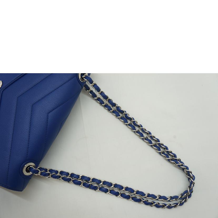 CHANEL シャネル/Vステッチ/ソフトキャビアチェーン/青/SV金具//23626870/SAランク/09