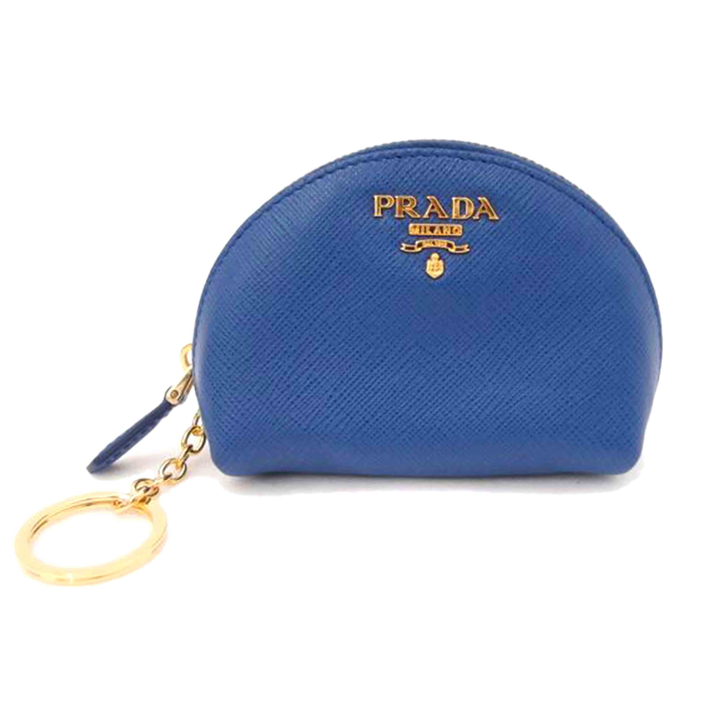 PRADA プラダ 小銭入れ 小物入れ 青 メンズ レディース/サフィアーノ キーリング付コインケース/ブルー//42/SAランク/69