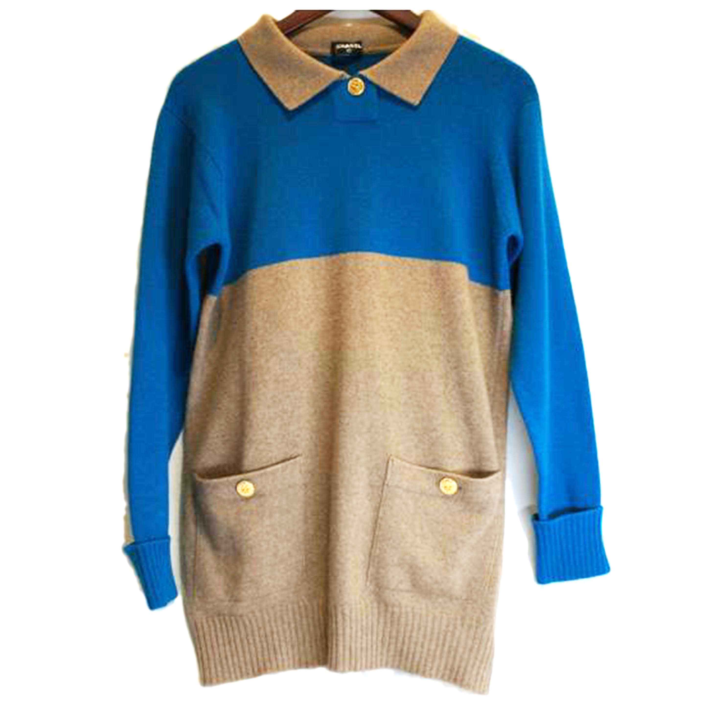 CHANEL シャネル/カシミヤ100%バイカラーニットワンピース//ABランク/92