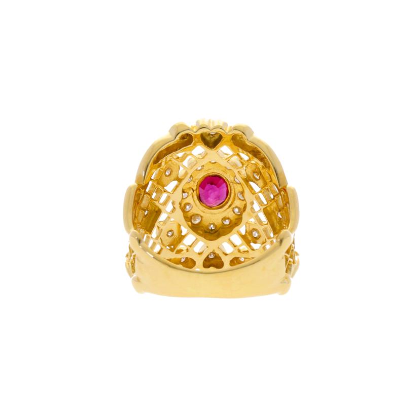 / K18ルビーダイヤリング0.48/D0.41ct//Aランク/75