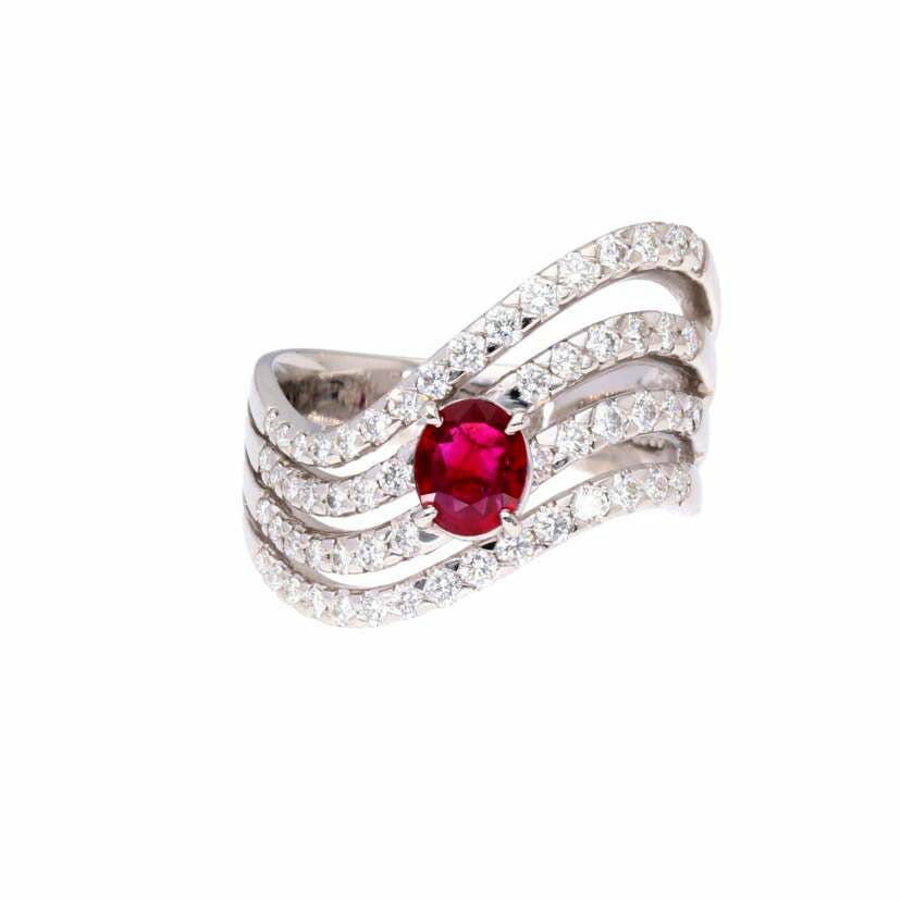 /◎ PT900ルビーダイヤリング0.61/D0.94ct//Aランク/75