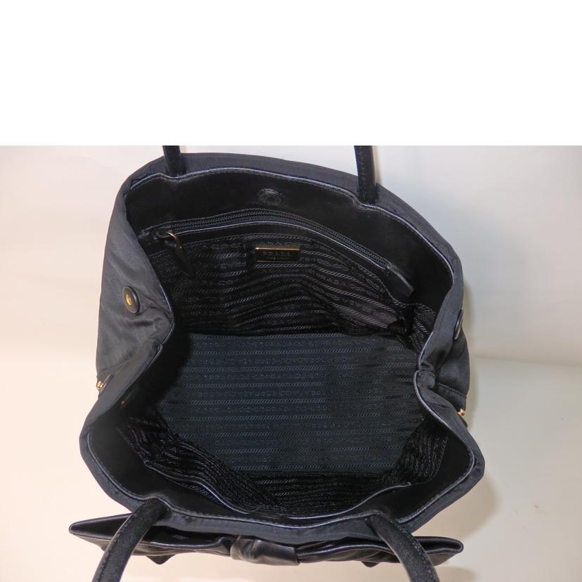 PRADA プラダ/リボンロゴナイロントートバッグ/黒/1BG068//103/Bランク/84