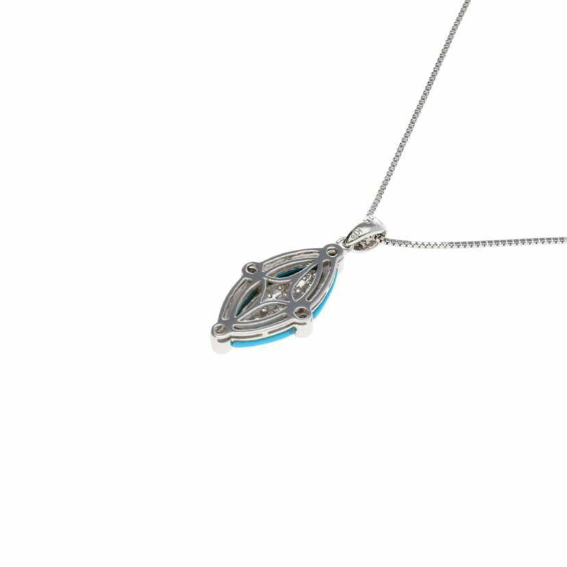 / K18WGターコイズダイヤネックレス1.07/D0.26ct//Aランク/75