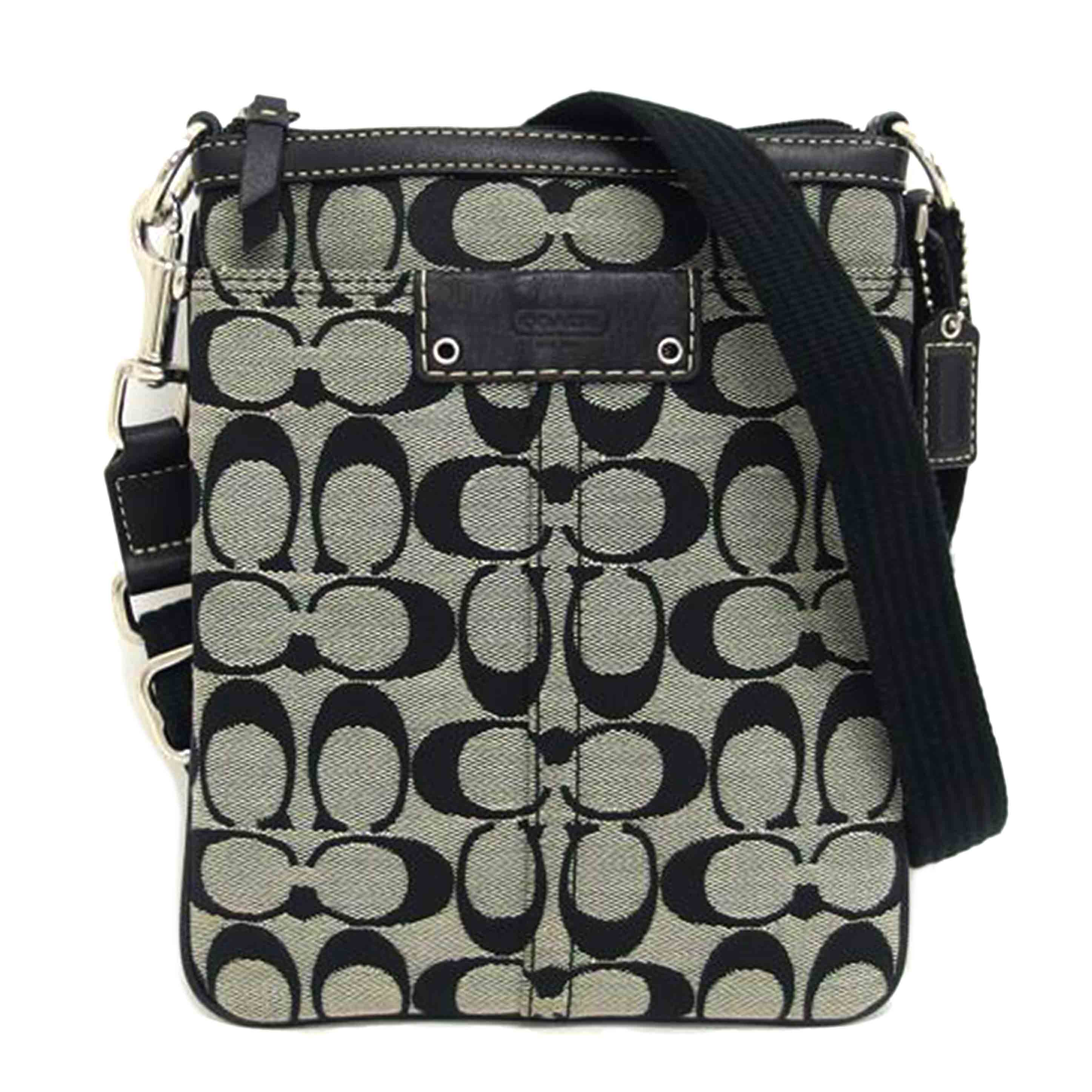 COACH コーチ キャンバス/シグネチャーミニショルダーバッグ/グレー×ブラック//Aランク/04