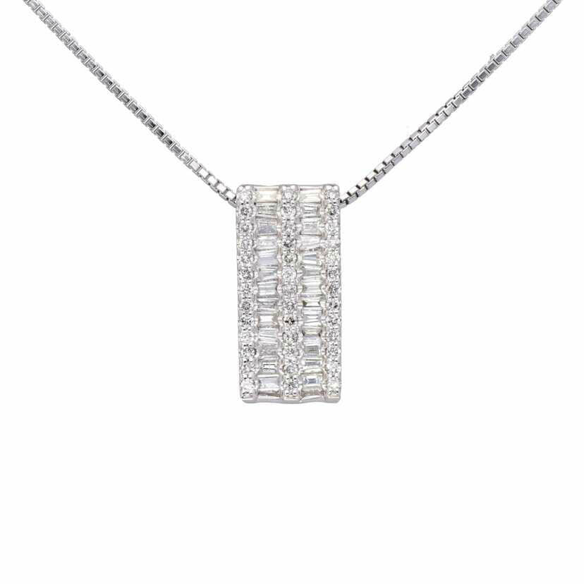 / K18WGダイヤネックレス1.13ct//Aランク/75