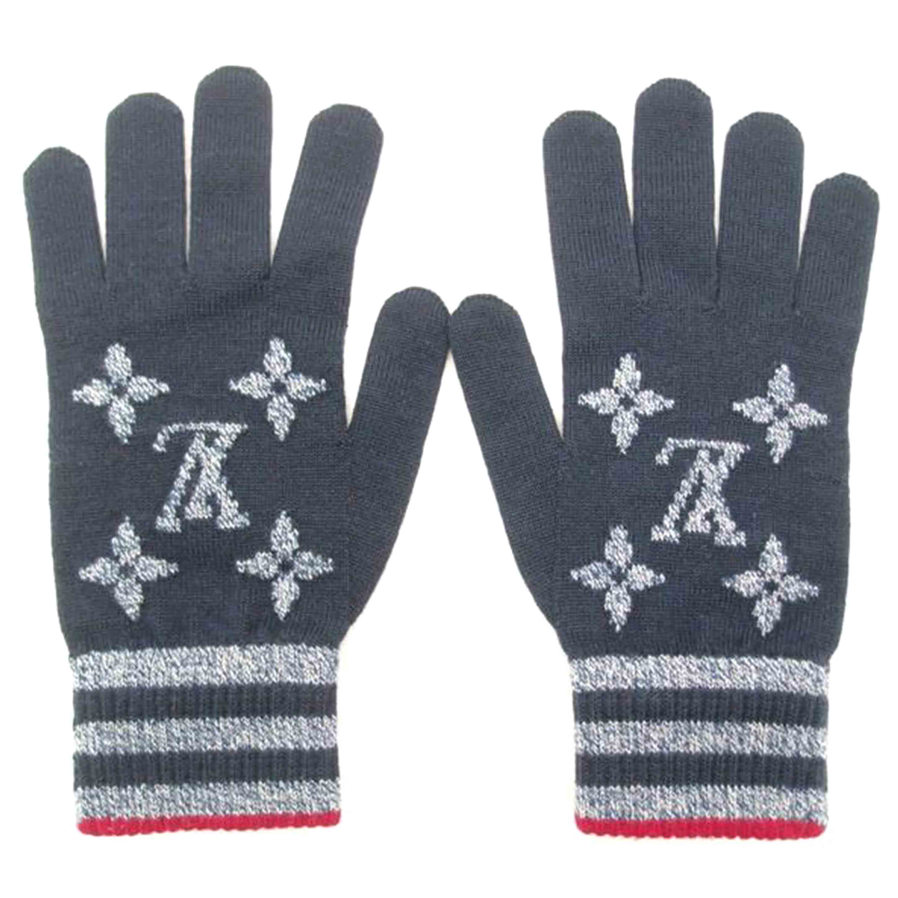 LOUIS VUITTON ルイ・ヴィトン ウール100% 手袋 紺 メンズ レディース/ゴン・モノグラム/ストライプス/ネイビー/M76029//MY0***/Aランク/69