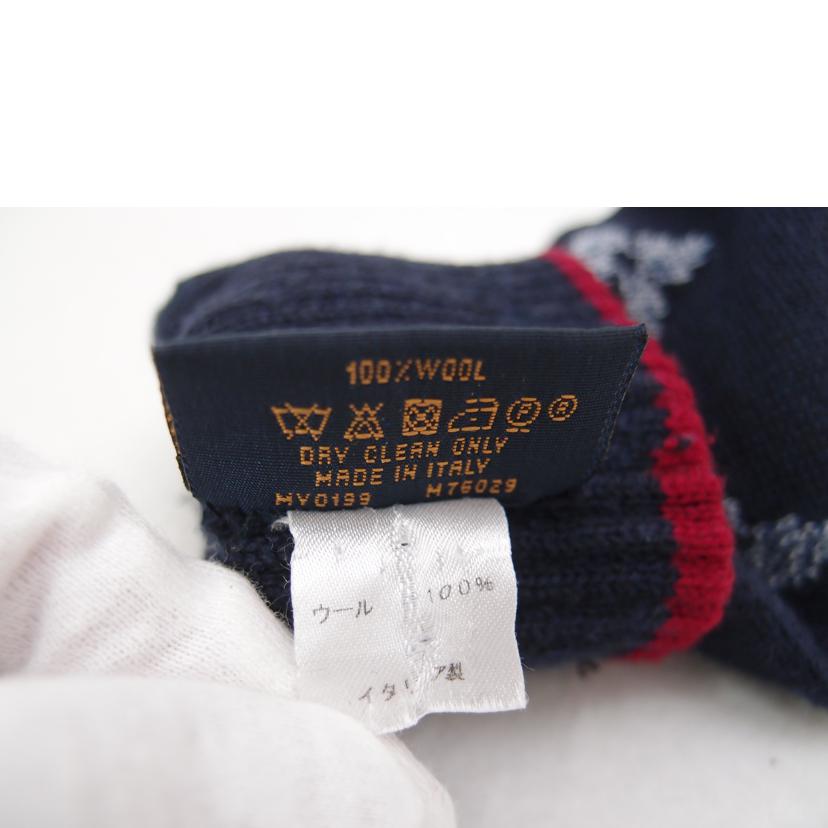 LOUIS VUITTON ルイ・ヴィトン ウール100% 手袋 紺 メンズ レディース/ゴン・モノグラム/ストライプス/ネイビー/M76029//MY0***/Aランク/69