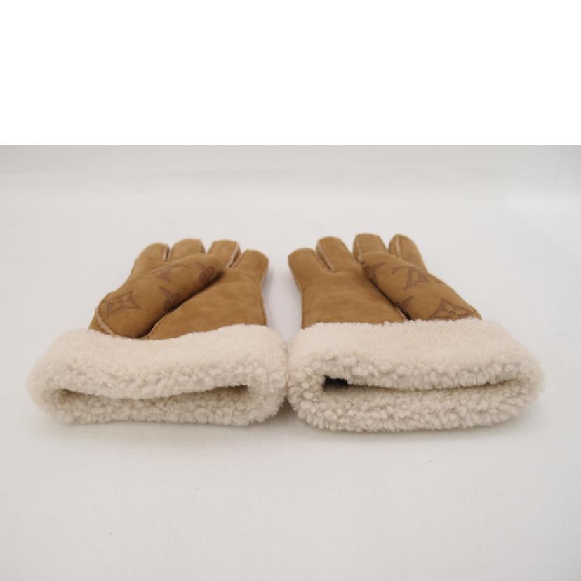 LOUIS VUITTON ルイ・ヴィトン 羊毛 ムートン 手袋 メンズ レディース/ゴン・モノグラムシアリング/ベージュ/M76579//AL1***/Aランク/69