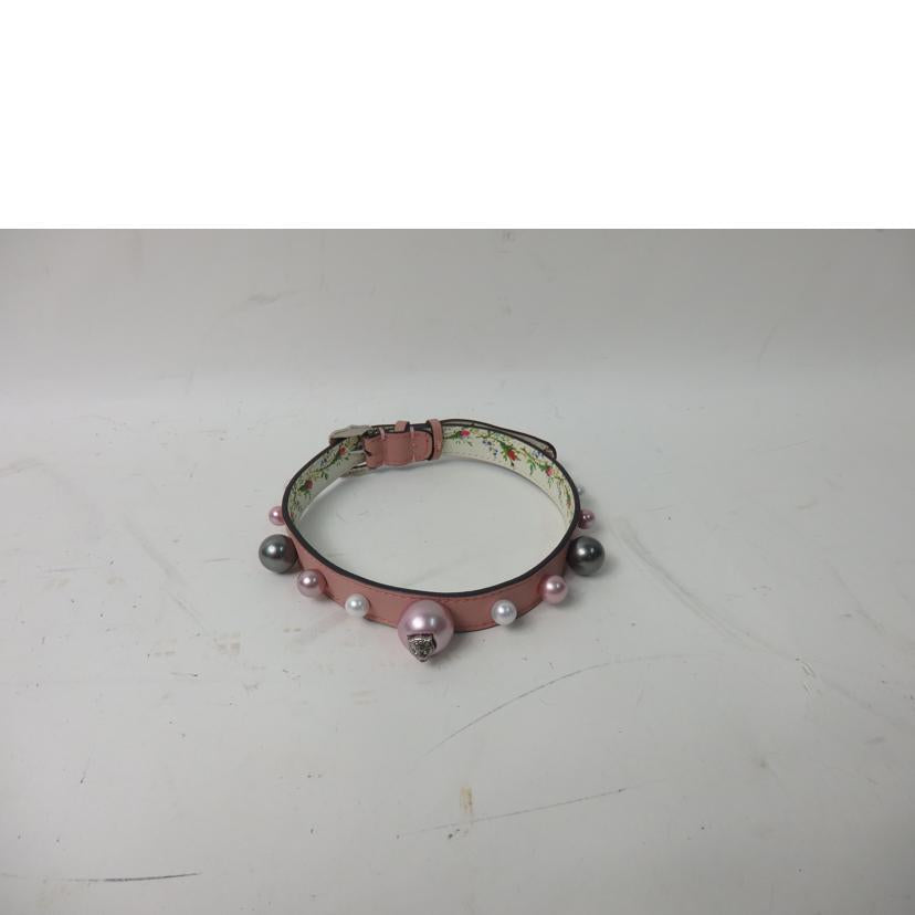 GUCCI グッチ/アングリーキャットフェイクパールチョーカー/ピンク×花柄//Aランク/84