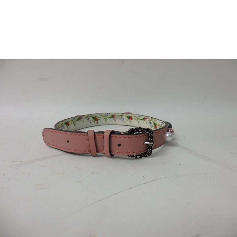 GUCCI グッチ/アングリーキャットフェイクパールチョーカー/ピンク×花柄//Aランク/84