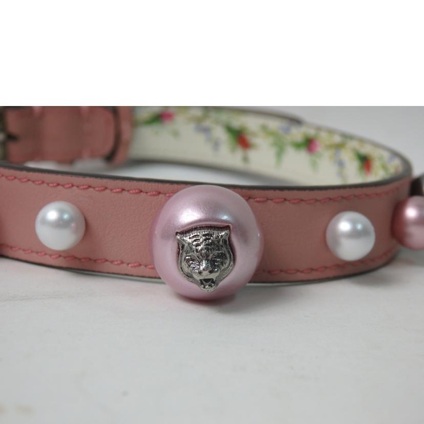 GUCCI グッチ/アングリーキャットフェイクパールチョーカー/ピンク×花柄//Aランク/84