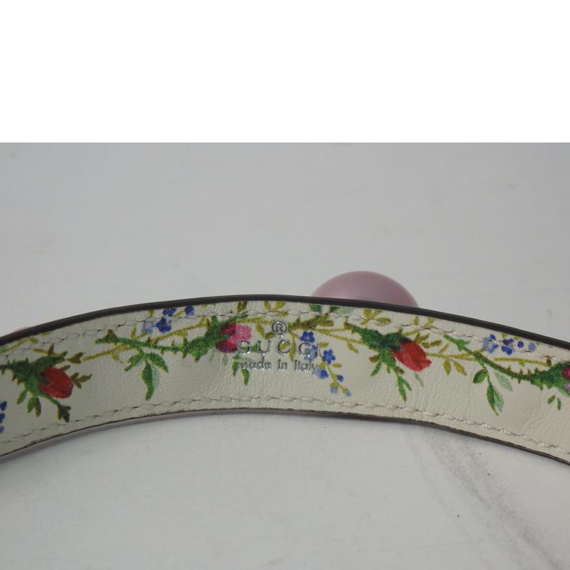 GUCCI グッチ/アングリーキャットフェイクパールチョーカー/ピンク×花柄//Aランク/84