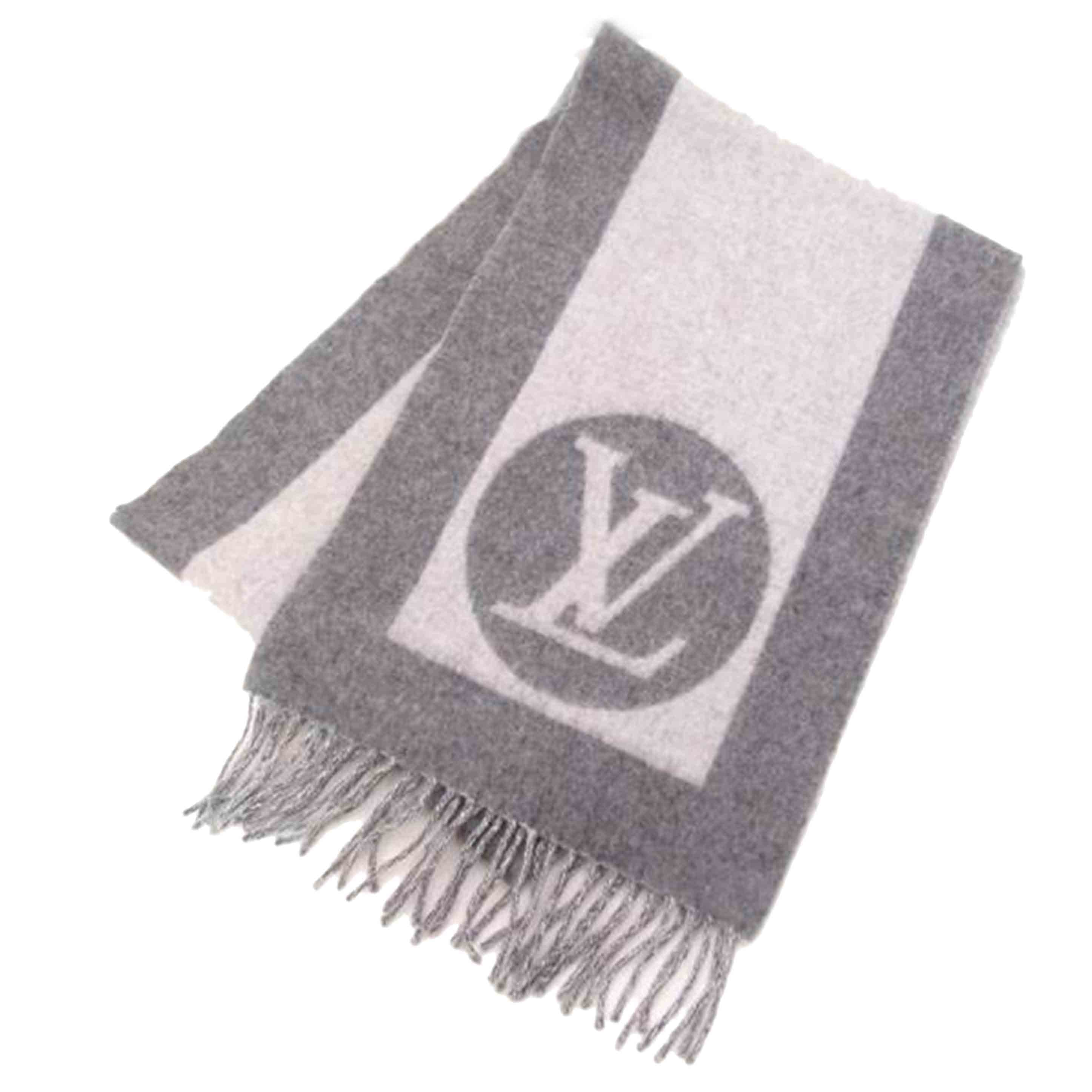 LOUIS VUITTON ルイ・ヴィトン ウール アンゴラ マフラー レディース メンズ/エシャルプカーディフ/グレー/401486//Aランク/69