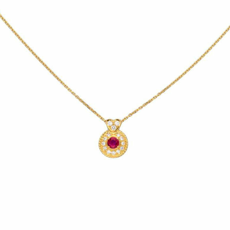 / ニナリッチ/K18ルビーダイヤネックレスD0.15ct//Aランク/75