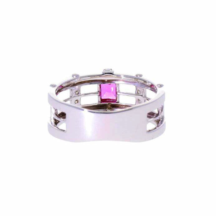 / K18WGピンクサファイアダイヤリング0.43/D0.27ctソ//Aランク/75