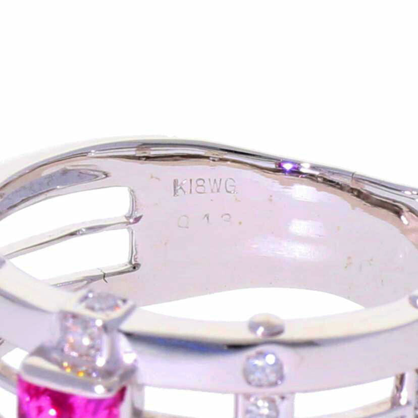 / K18WGピンクサファイアダイヤリング0.43/D0.27ctソ//Aランク/75
