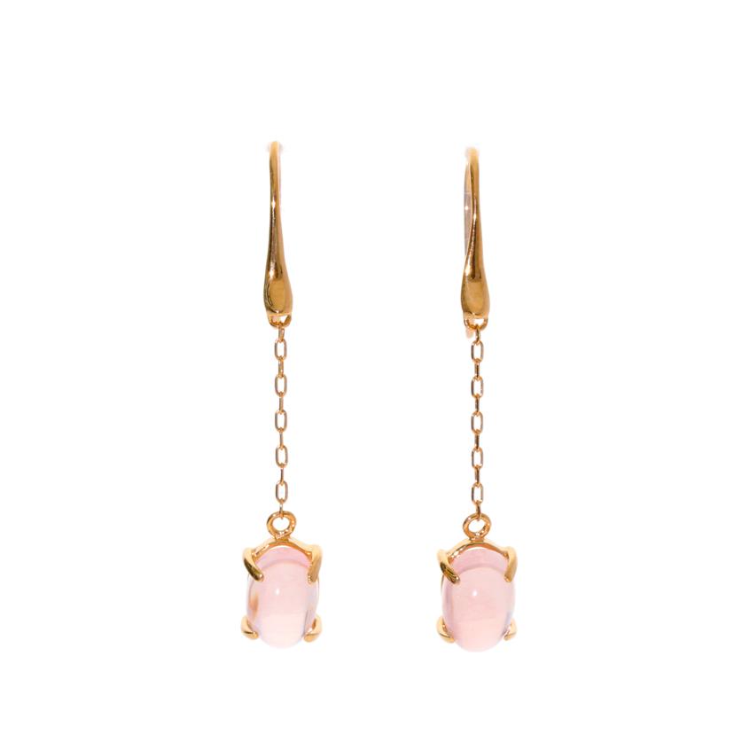 / K18ローズクォーツピアス1.12/1.12//Aランク/75