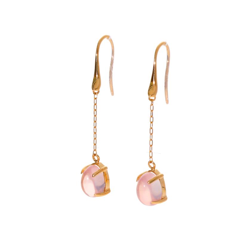 / K18ローズクォーツピアス1.12/1.12//Aランク/75