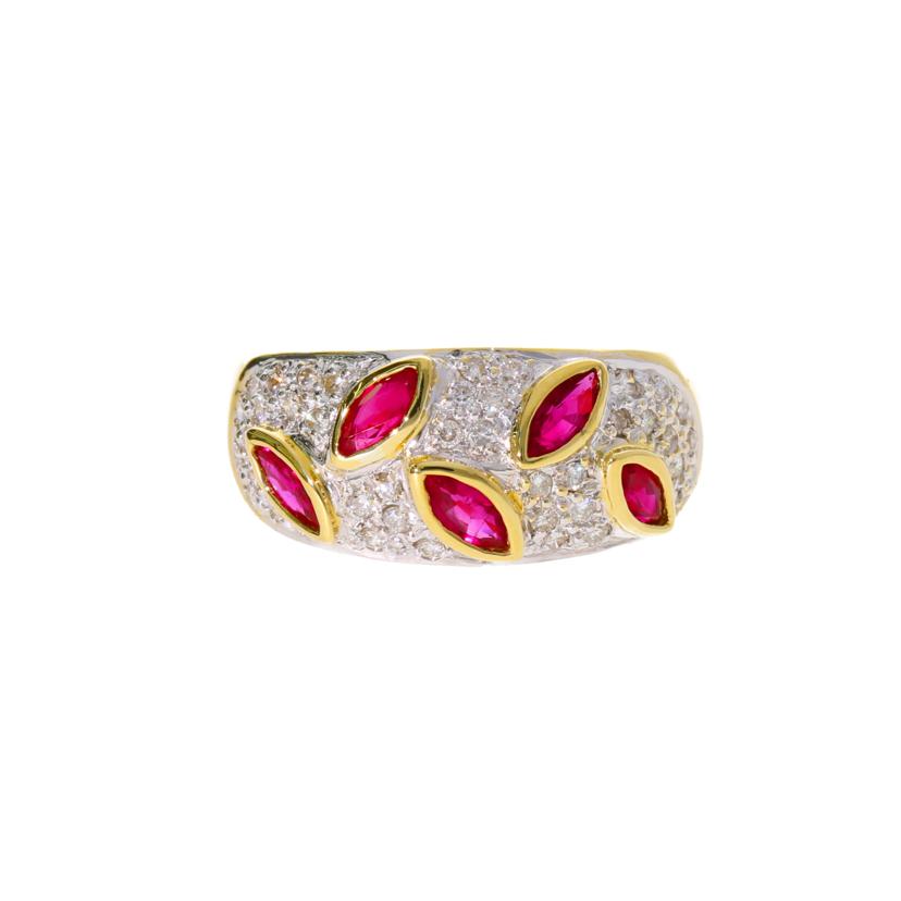 / K18ルビーダイヤリング 0.89/D0.32ct//Aランク/75