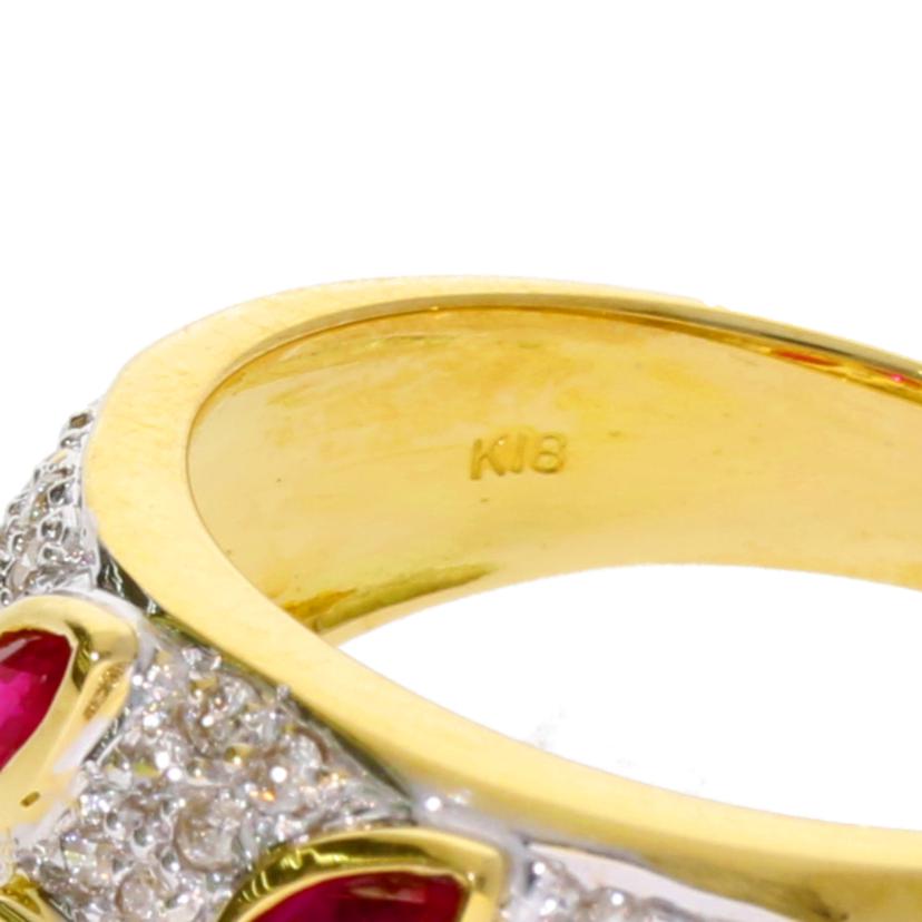 / K18ルビーダイヤリング 0.89/D0.32ct//Aランク/75