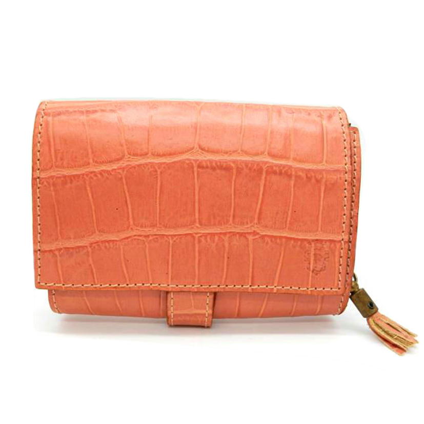 Felisi フェリージ/レザー/クロコ型押し/2つ折り財布/ピンク//ABランク/02