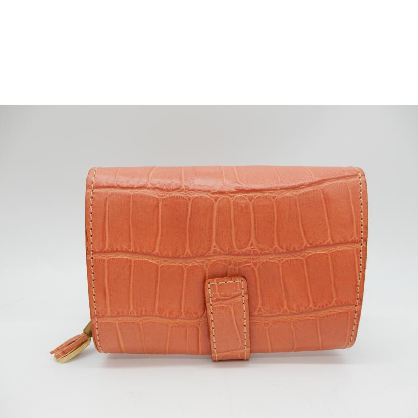 Felisi フェリージ/レザー/クロコ型押し/2つ折り財布/ピンク//ABランク/02