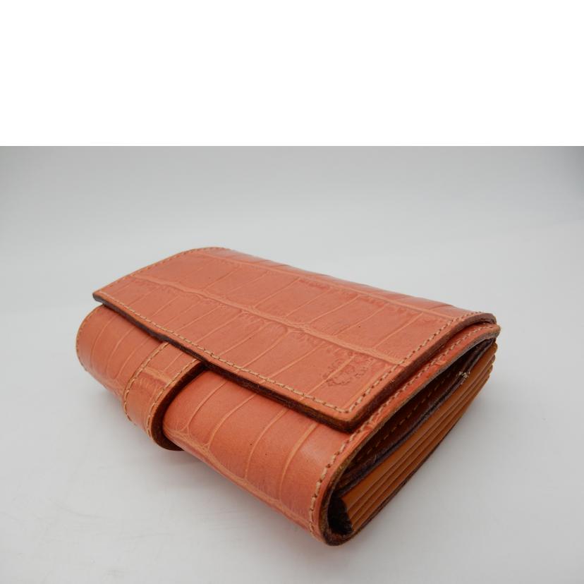 Felisi フェリージ/レザー/クロコ型押し/2つ折り財布/ピンク//ABランク/02