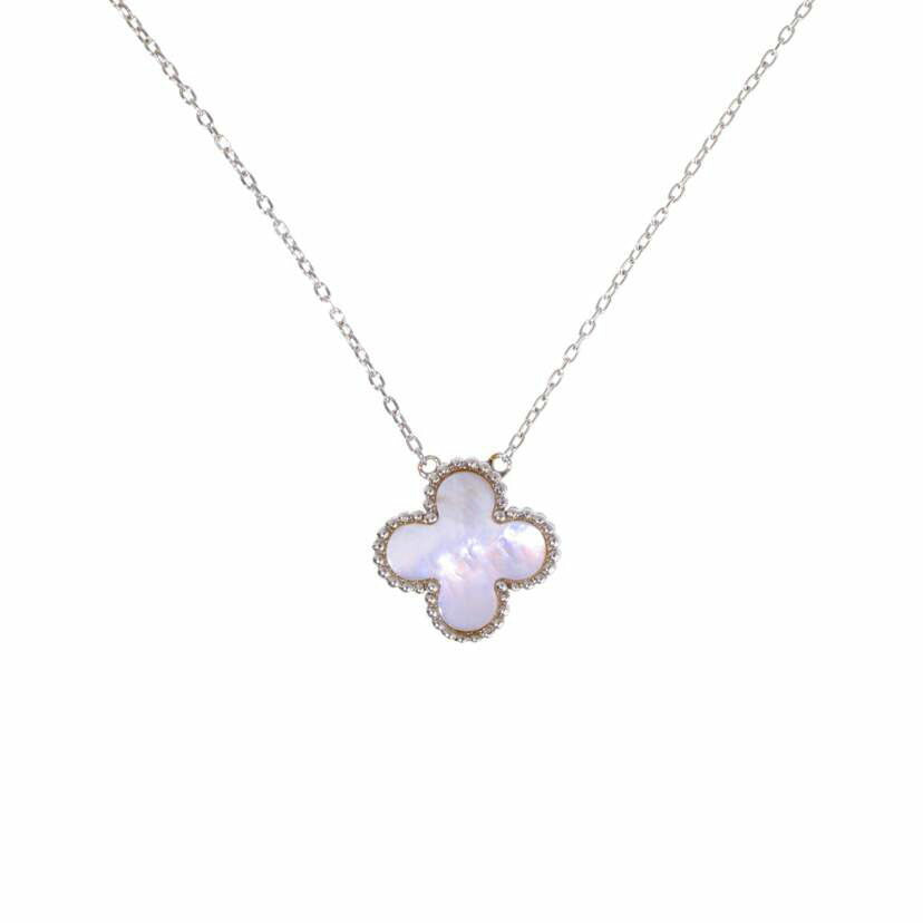/ K18WGシェルダイヤネックレス0.15ct//Aランク/75