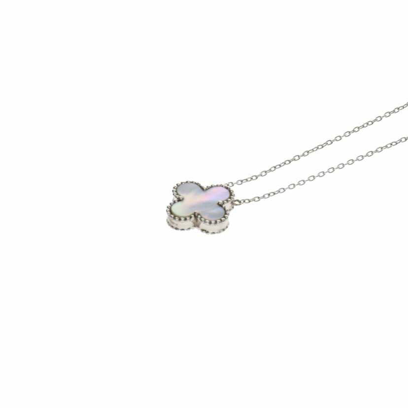 / K18WGシェルダイヤネックレス0.15ct//Aランク/75