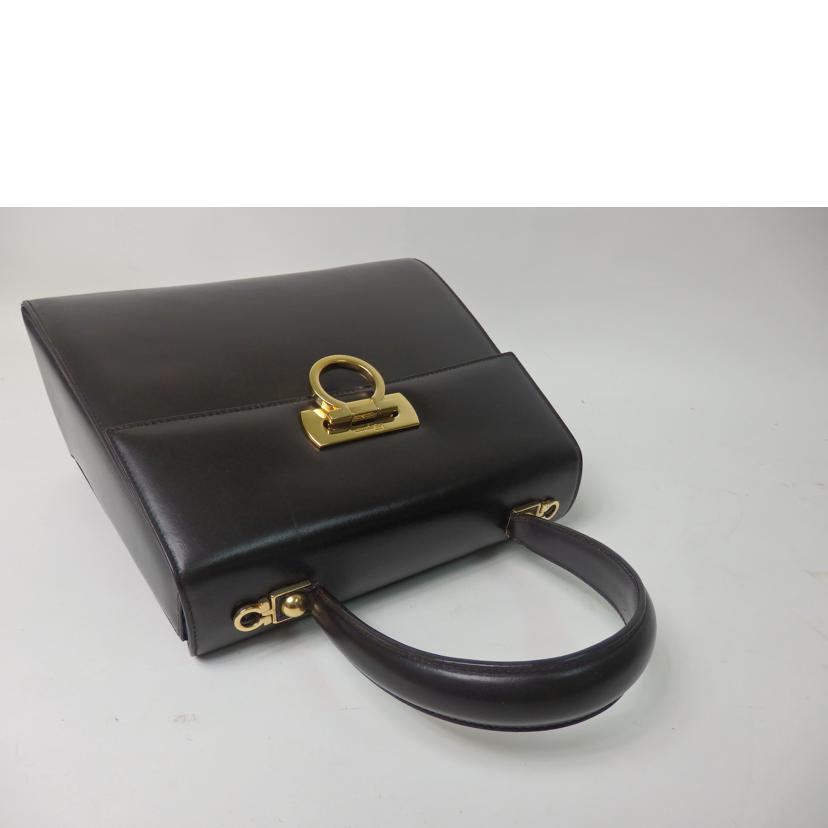 Ferragamo フェラガモ/ガンチーニレザー台形ハンドバッグ/ダークブラウン/E 21 0536//Bランク/84