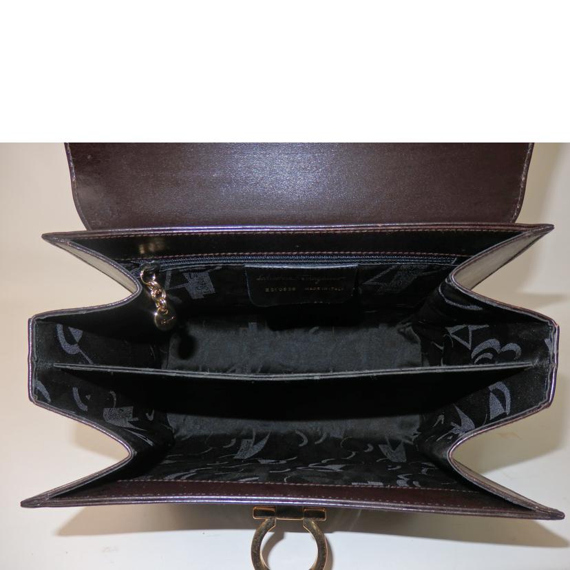 Ferragamo フェラガモ/ガンチーニレザー台形ハンドバッグ/ダークブラウン/E 21 0536//Bランク/84