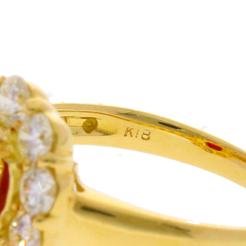/ K18ルビーダイヤリング1.489/D1.044ctソ//Aランク/75