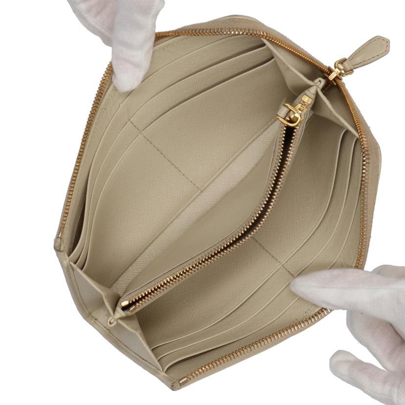 PRADA プラダ/サフィアーノL字型ファスナー長財布/オフホワイト系//Bランク/75
