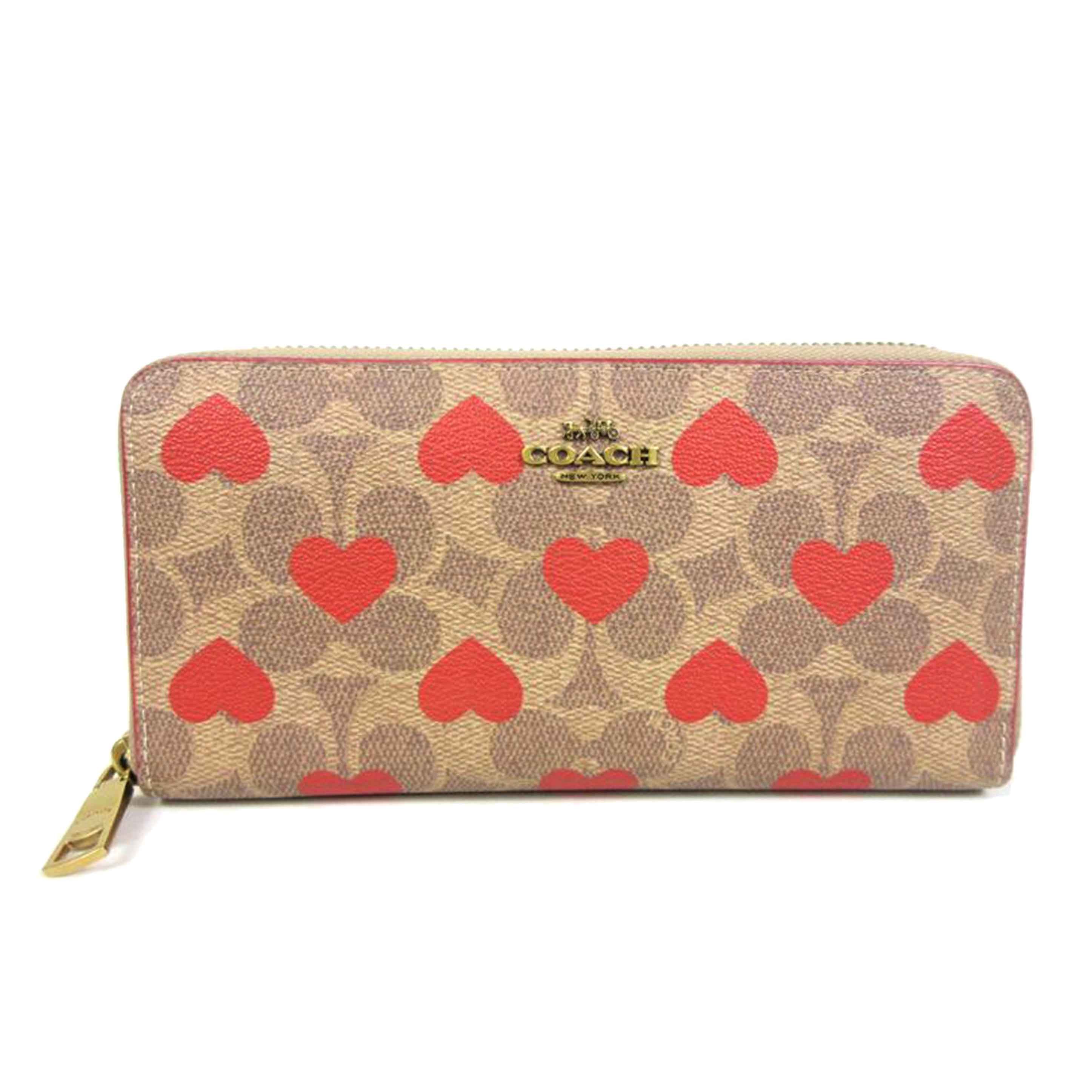 COACH コーチ/ハートプリント アコーディオンジップウォレット/C8547//1683/Aランク/70