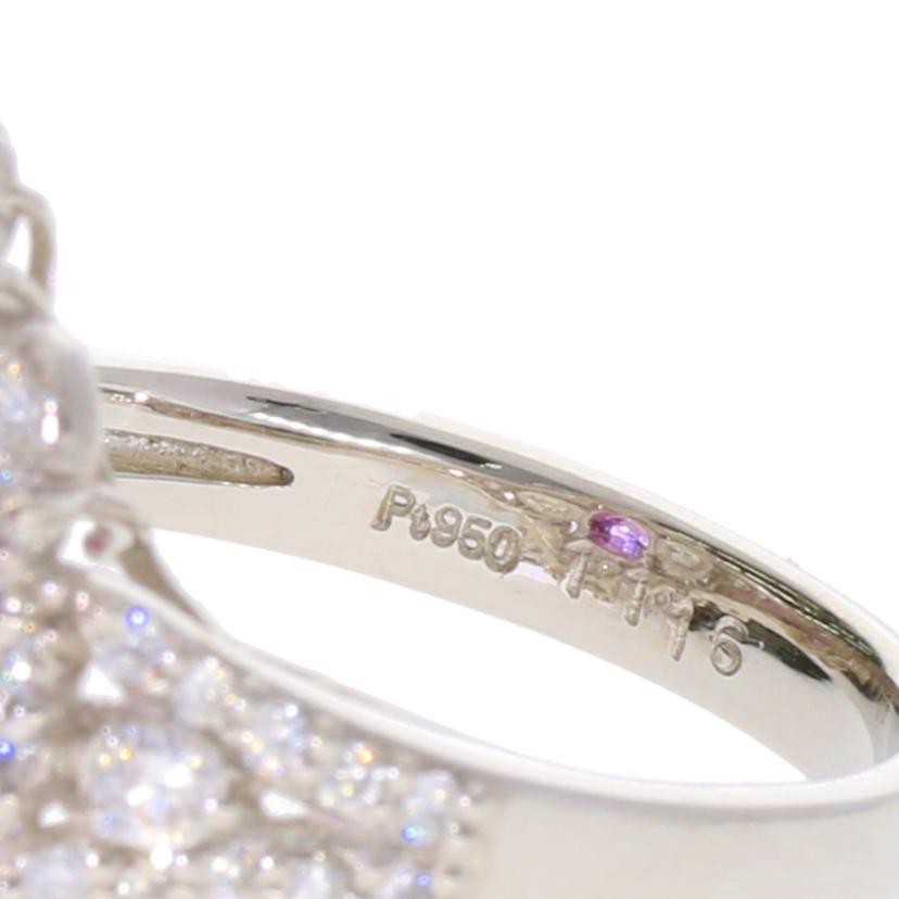 /◎ PT950ピンクサファイアダイヤリング1.116/D1.21ctソ//Aランク/75