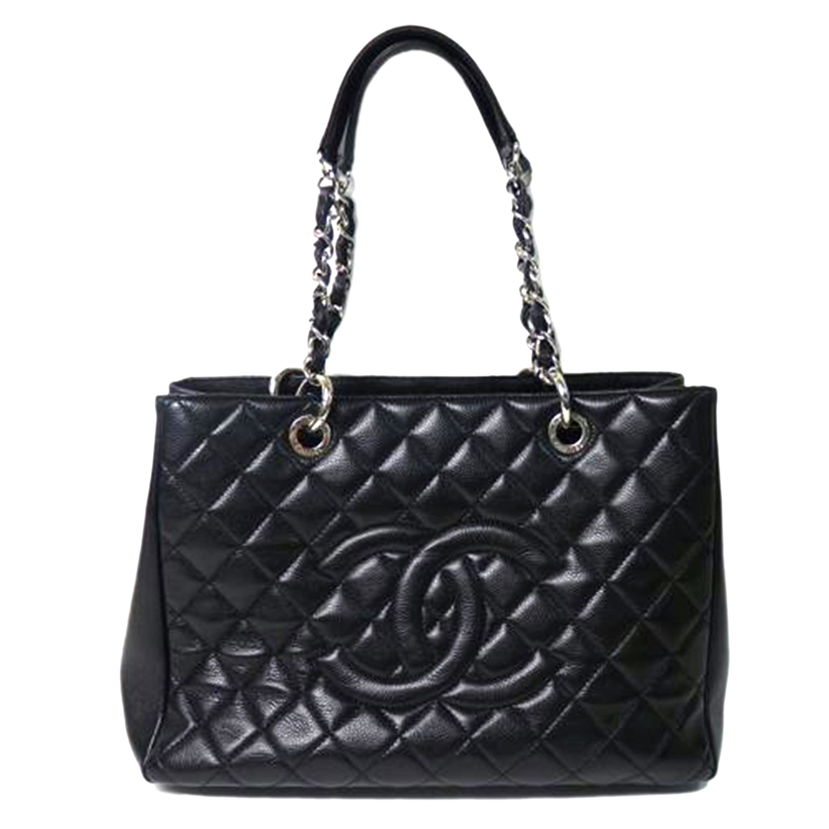 CHANEL シャネル/キャビアスキンマトラッセGSTトート/シルバー金具/黒/A50995 //19589911/ABランク/84