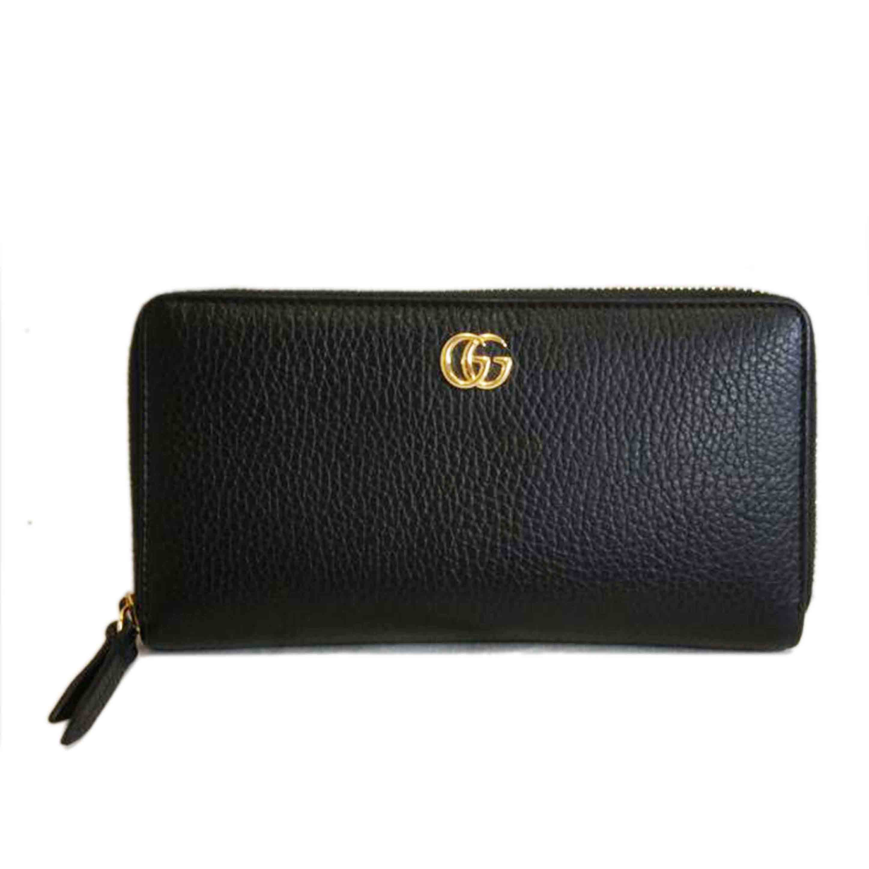 GUCCI グッチ/プチマーモントラウンドファスナーブラックレザー/456117//496***/Aランク/92
