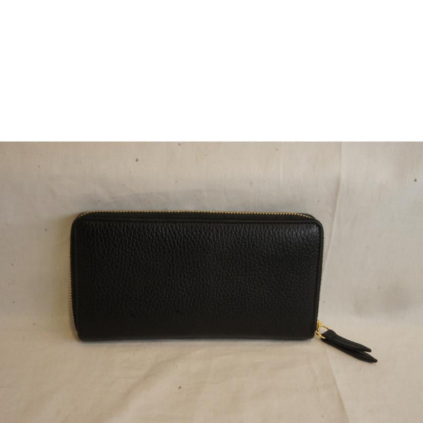 GUCCI グッチ/プチマーモントラウンドファスナーブラックレザー/456117//496***/Aランク/92